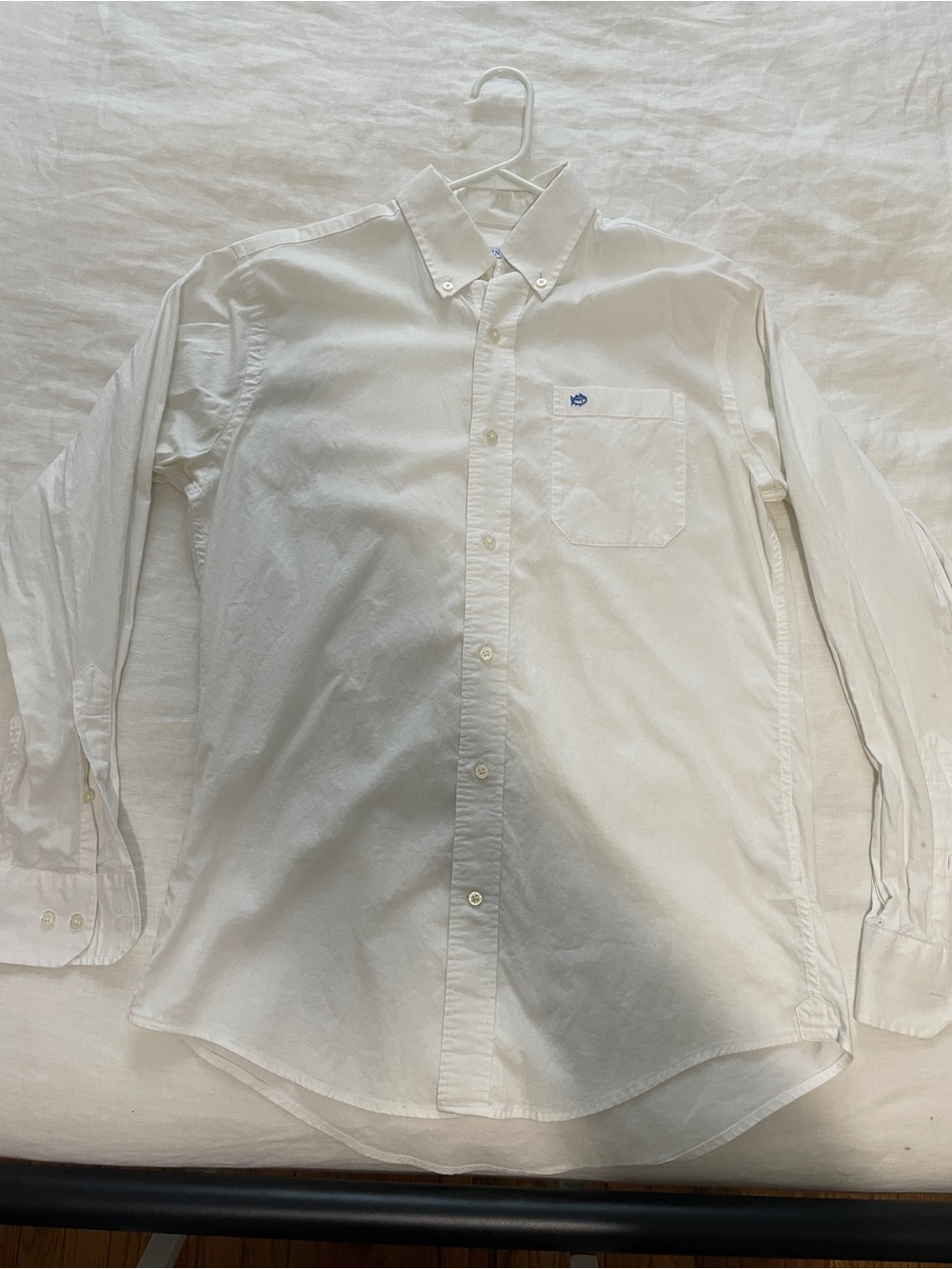 Southern Tide White Button-Down Dress Shirt with Pocket Logo
